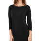 Alfani Women's Boat Neck 3/4 Sleeve Tunic Black Size X-Small