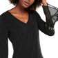 INC International Concepts Women's Studded Chiffon Cuff Top Black Size Petite S/M