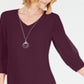 JM Collection Women's Tie Sleeve Necklace Dress Wine Size Petite XL