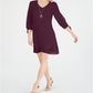 JM Collection Women's Tie Sleeve Necklace Dress Wine Size Petite XL
