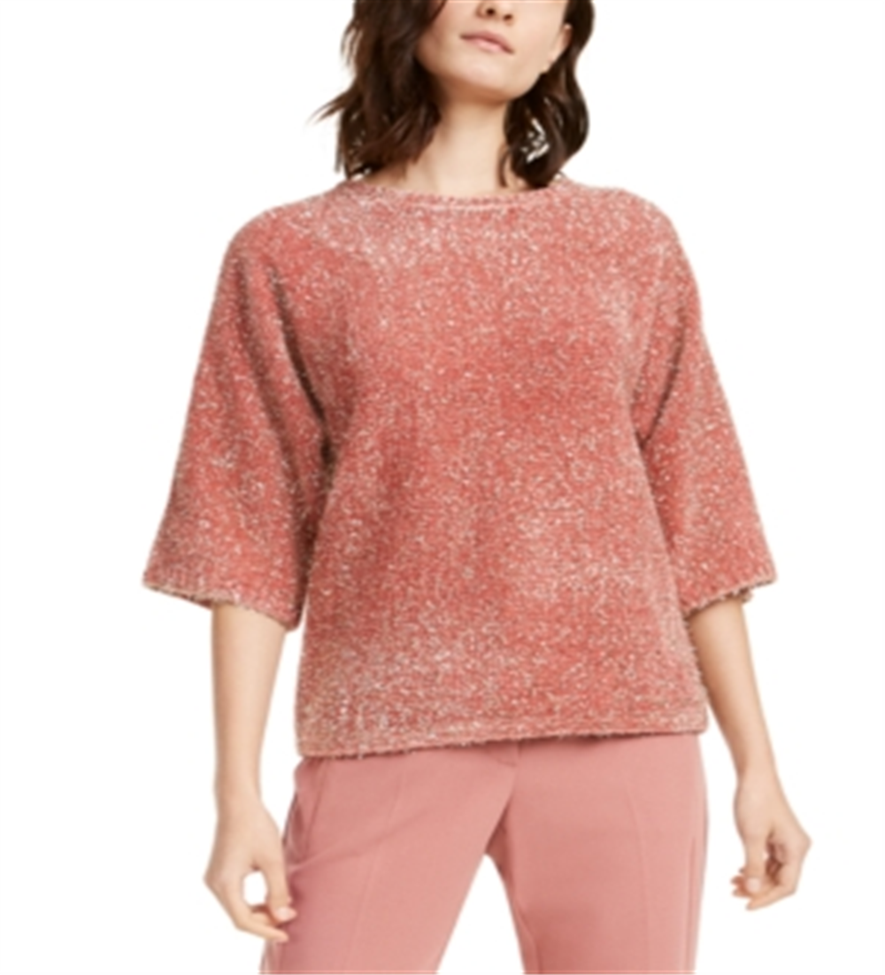 Alfani Women's Tinsel Square Sleeve Sweater Rose Size Petite S/M