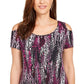 JM Collection Women's Scoop Neck Cold Shoulder Top Black Size Small