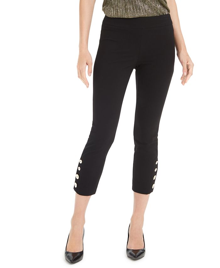Alfani Women's Button Trim Pants Black Size 2Petite