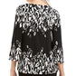 JM Collection Women's Twist Hem Keyhole Top Black Size Medium