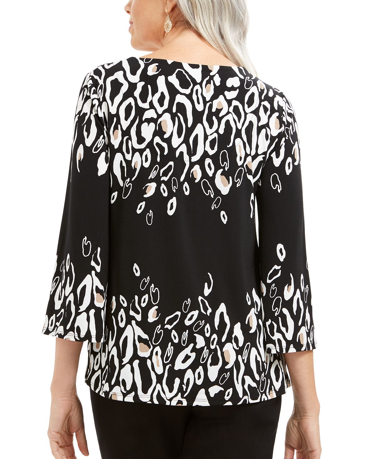 JM Collection Women's Twist Hem Keyhole Top Black Size Medium