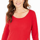 JM Collection Women's Rhinestone Zipper Trim Top Red Size XX-Large