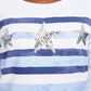 Karen Scott Women's Striped Sequined Top Blue Size Petite L