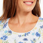 Karen Scott Women's Printed Scoop Neck T-Shirt White Size Large