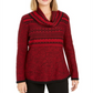 Style & Co Women's Cowl Neck Printed Sweater Red Size Small