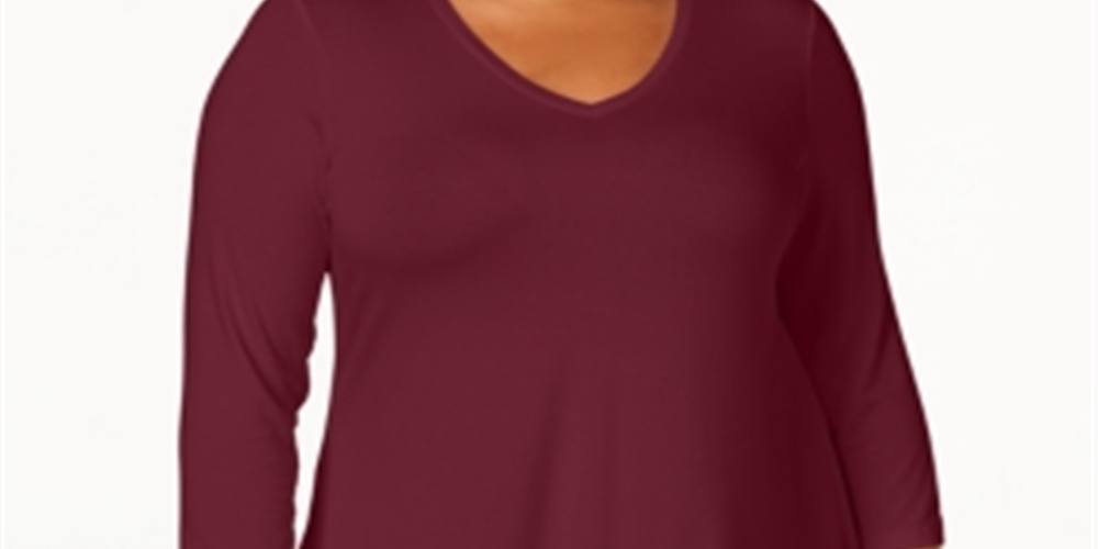 JM Collection Women's Handkerchief Hem Top -Purple Size 4X