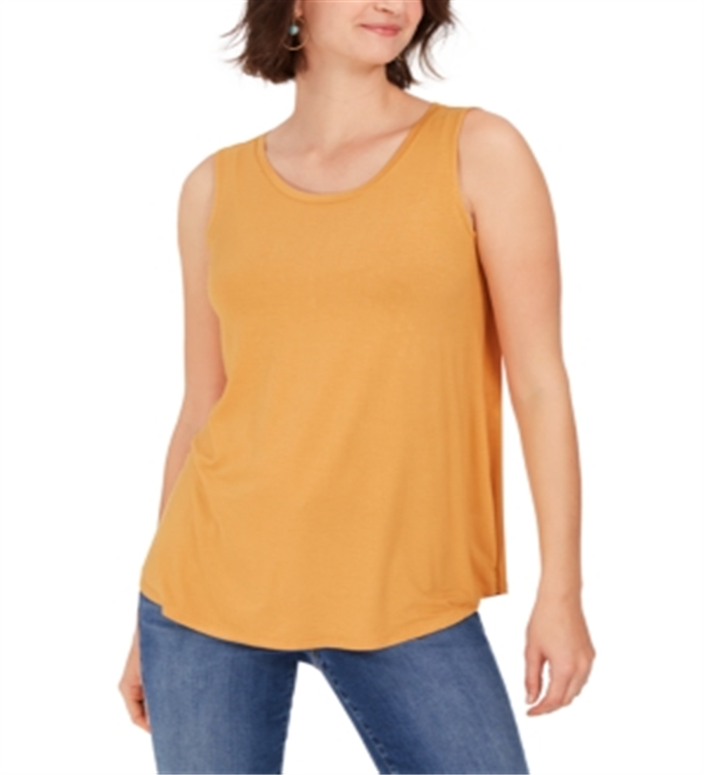 Style & Co Women's Swing Fit Tank Top Yellow Size Small