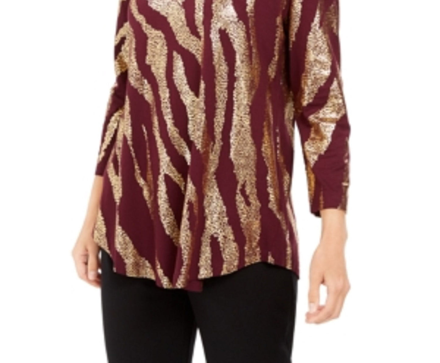 Jm Collection Women's Metallic-Print Top Size Petite