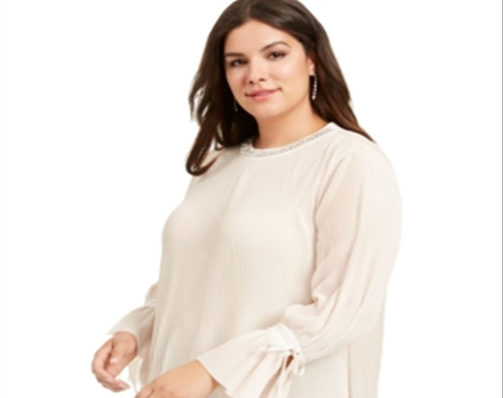 Alfani Women's Pleated Blouse Brown Size 2X