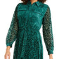 Alfani Women's Velvet Burnout Belted Shirtdress Green Size 18