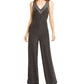 Bar III Women's Sleeveless V Neck Tank Evening Jumpsuit Black Size Medium