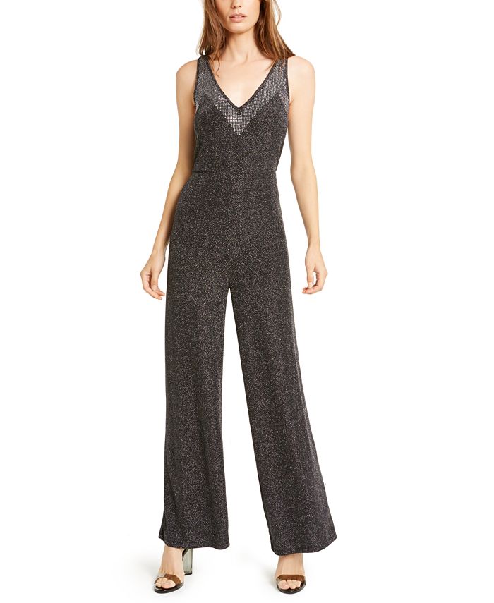 Bar III Women's Sleeveless V Neck Tank Evening Jumpsuit Black Size Medium