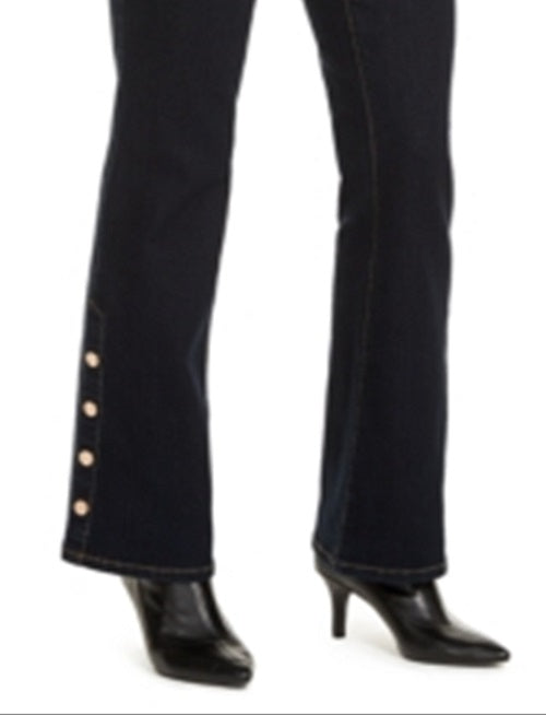 INC International Concepts Women's Snap Hem Bootcut Jeans Blue Size 2