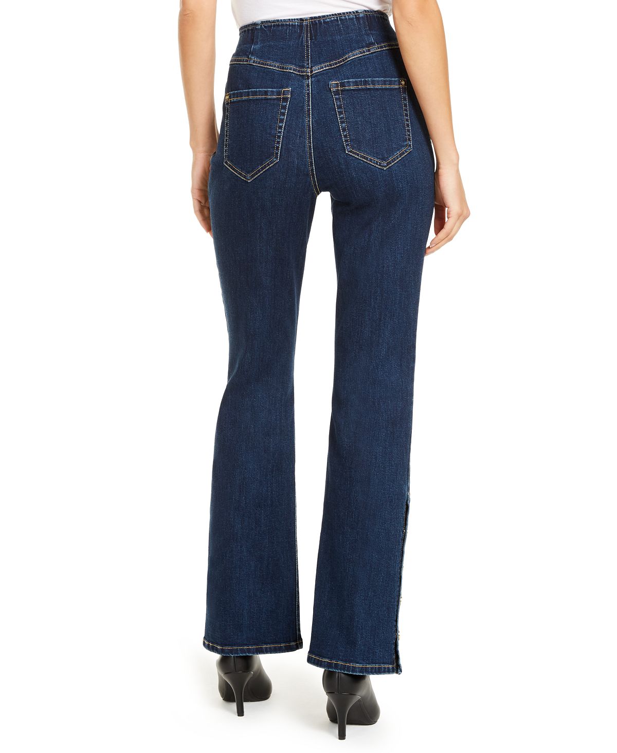 INC International Concepts Women's Snap Hem Bootcut Jeans Blue Size 0