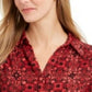 Charter Club Women's Printed Polo Top Size M