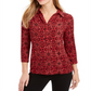 Charter Club Women's Printed Polo Top Size M