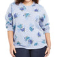 Karen Scott Women's Plus Printed Fleece Sweatshirt Blue Size 3X