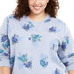 Karen Scott Women's Plus Printed Fleece Sweatshirt Blue Size 3X
