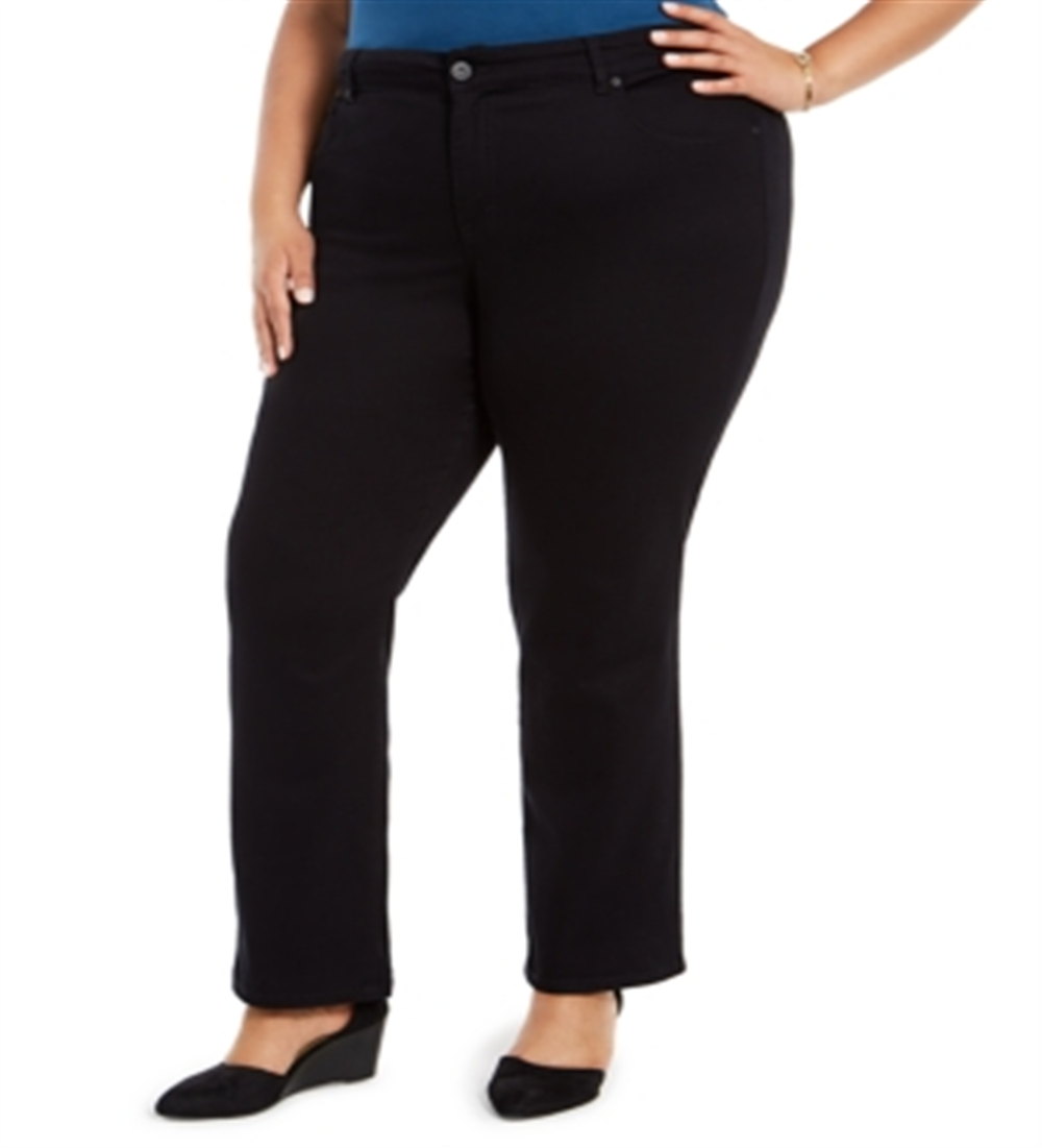 Style & Co Women's Plus Straight Leg Jeans Black Size 14W