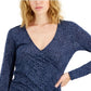 INC International Concepts Women's Long Sleeve Cheetah Print Top Blue Size X-Large