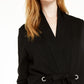 INC International Concepts Women's Grommeted Tie Front Cozy Sweater Black Size X-Small