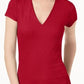 INC International Concepts Women's Ribbed V Neck Top Red Size 1X