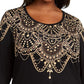 JM Collection Women's Printed 3/4 Sleeve Top Black Size 2X