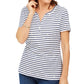 Karen Scott Women's Starlight Striped Henley Top Blue Size Small