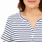 Karen Scott Women's Starlight Striped Henley Top Blue Size Small