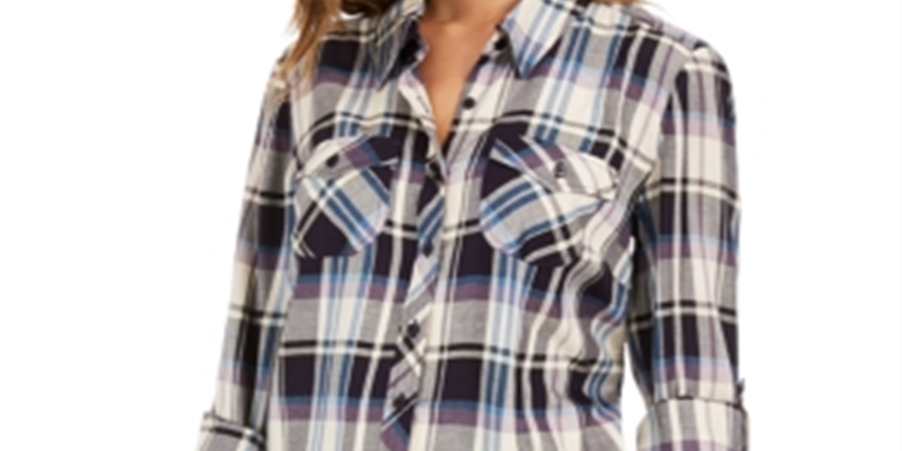 Style & Co Women's Plaid Tunic Black/Beige Size XX-Large