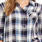 Style & Co Women's Cotton Tab Sleeve Plaid Shirt Blue Size Petite X-Large
