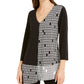 Alfani Women's Colorblock Asymmetric Tunic Top Black Size X-Small