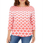 Charter Club Women's Cotton Printed Top Red Size Petite Small