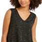 Style & Co Women's V Neck High Low Tank Top Black Size Small