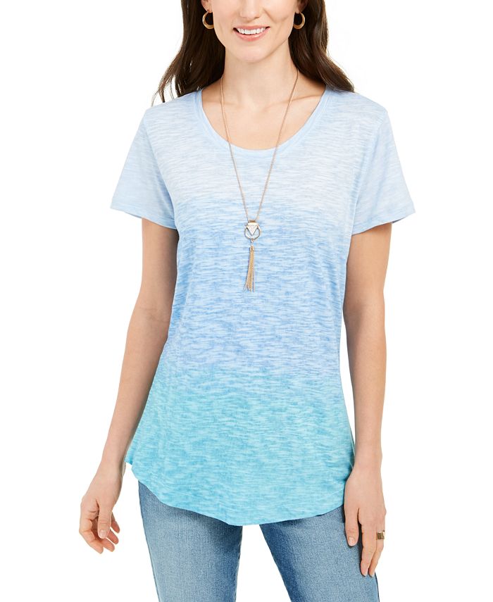 Style & Co Women's Cotton Ombre T-Shirt Blue Size X-Small