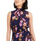 Bar III Women's Floral Sleeveless Halter Short Sheath Dress Purple Size X-Large