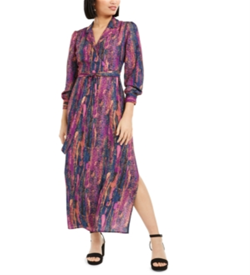 Bar III Women's Snake Print Wrap Maxi Dress Pink Size X-Small