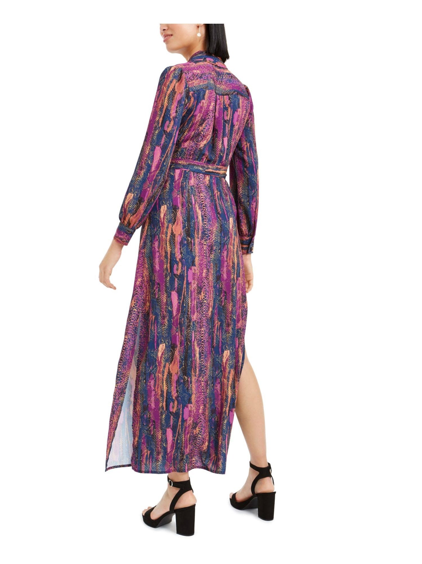 Bar III Women's Snake Print Wrap Maxi Dress Pink Size X-Small