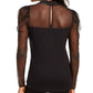 INC International Concepts Women's Illusion Puff Sleeve Top Black Size XS