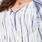 Style & Co Women's Cotton Tie Dyed Peasant Top Blue Size 3X
