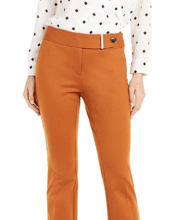 Alfani Women's High Rise Tummy Slimming Trouser Pants Brown Size 4