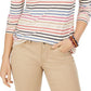 Style & Co Women's Striped Top Brown Size X-Small