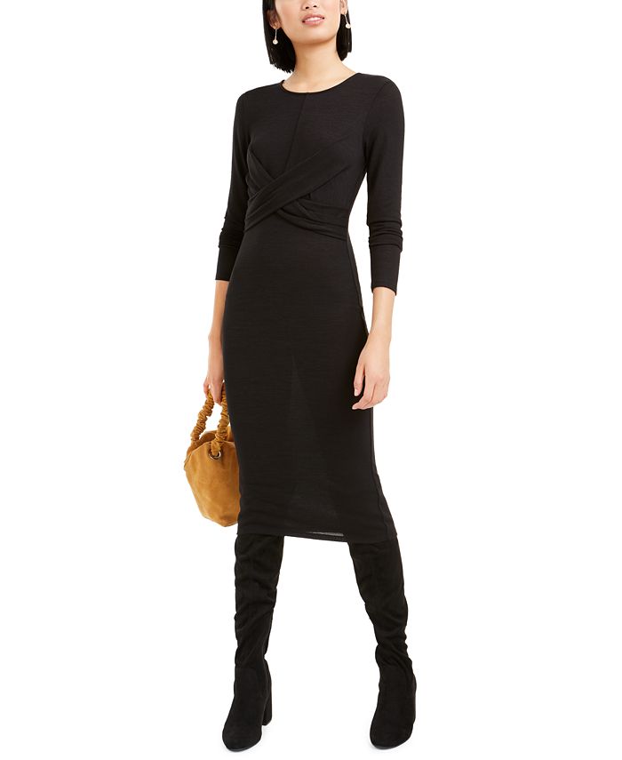 Bar III Women's Twist Front Dress Black Size Large