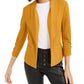 Bar III Women's Ruched Business Blazer Yellow Size Medium