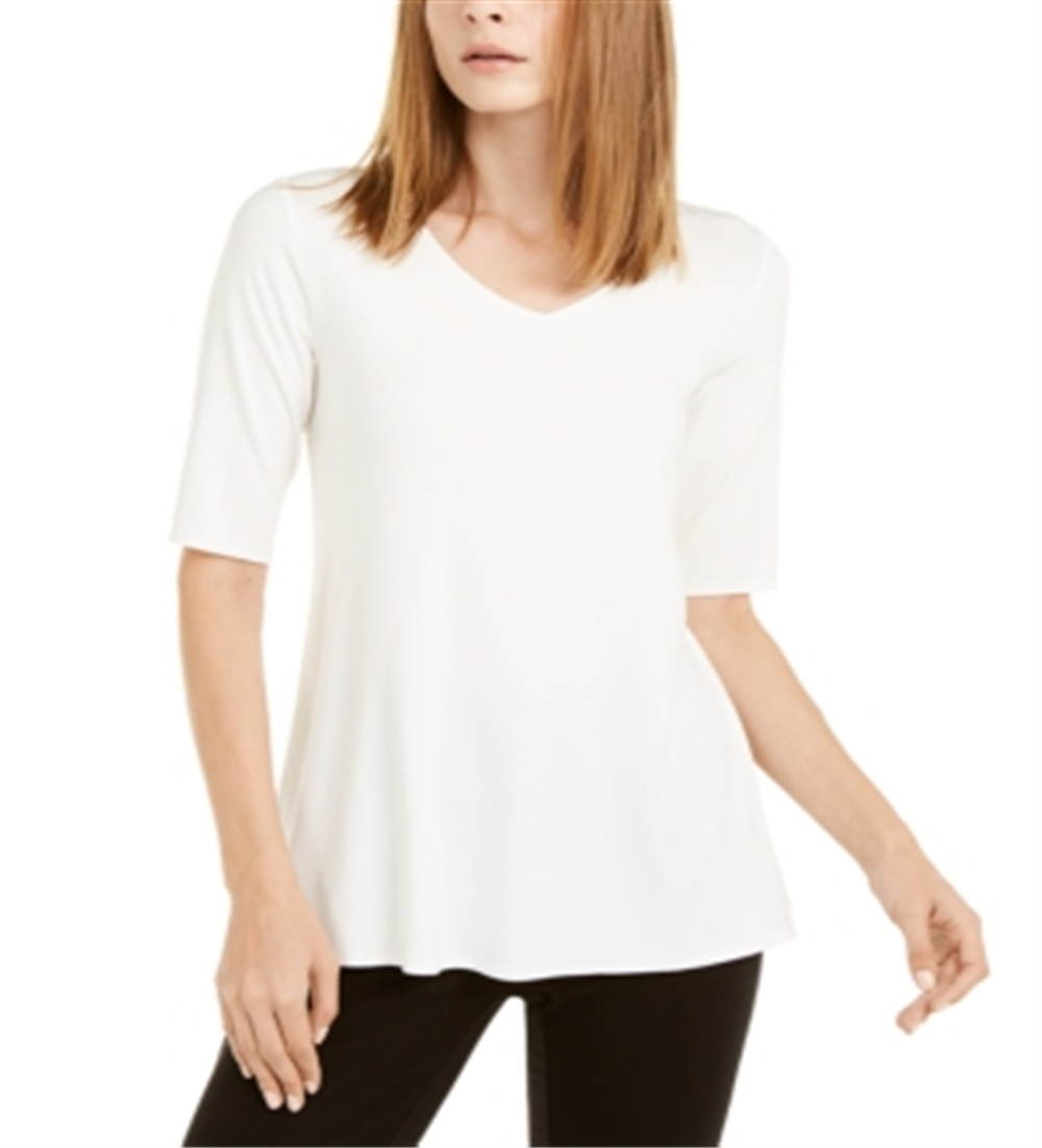 Alfani Women's V Neck Swing Tunic White Size X-Small