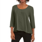 Style & Co Women's Swing Blouse Green Size Small